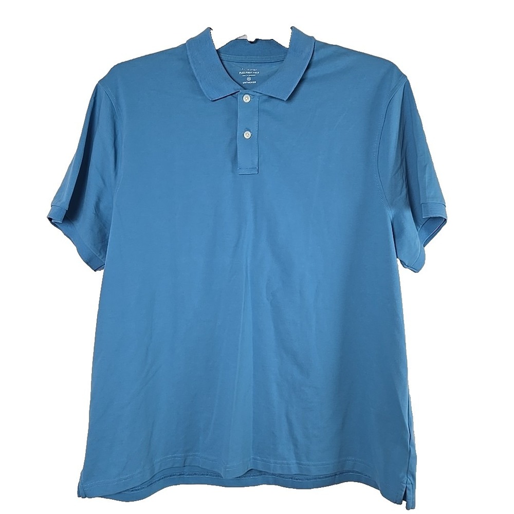 J. Crew Ocean Blue Men's Shirt XXL Flex Pique Polo Untucked